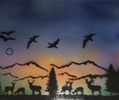 Sunset-Deer-Birds-Stencil