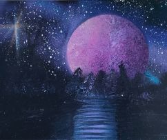 Night Sky Over Lake Purple